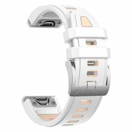 Siliconen bandje - Wit met zalmroze - Garmin Fenix 9 / 9 pro - 43mm
