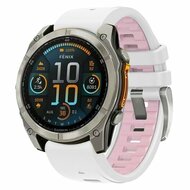 Siliconen bandje - Wit met roze - Garmin Fenix 9 / 9 pro - 43mm