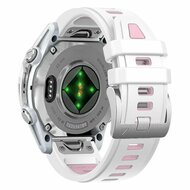 Siliconen bandje - Wit met roze - Garmin Fenix 9 / 9 pro - 43mm