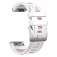 Siliconen bandje - Wit met roze - Garmin Fenix 9 / 9 pro - 43mm