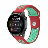 Sport Edition siliconen band - Rood + mintgroen - Huawei Watch GT 6 / GT 7 / GT 6 pro / GT 7 pro - 46mm