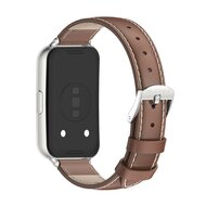 Leren bandje - Bruin (zilveren connector) - Huawei Band 11 / 11 pro