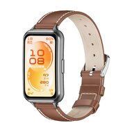 Leren bandje - Bruin (zwarte connector) - Huawei Band 11 / 11 pro