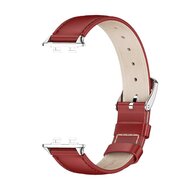 Leren bandje - Rood (zilveren connector) - Huawei Band 11 / 11 pro