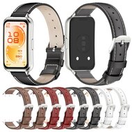 Leren bandje - Rood (zilveren connector) - Huawei Band 11 / 11 pro