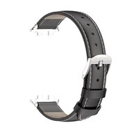 Leren bandje - Zwart (zilveren connector) - Huawei Band 11 / 11 pro