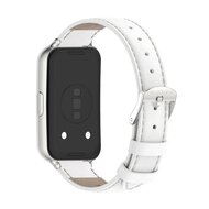 Leren bandje - Wit (zilveren connector) - Huawei Band 11 / 11 pro