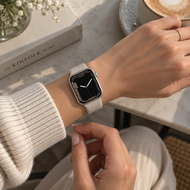 Siliconen sportbandje - Sterrenlicht / starlight - Maat: M/L - Geschikt voor Apple Watch 38mm / 40mm / 41mm / 42mm
