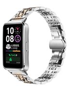 Schakelband van staal - Zilver met ros&eacute; goud - Huawei Band 11 / 11 pro