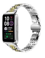 Schakelband van staal - Zilver met goud - Huawei Band 11 / 11 pro