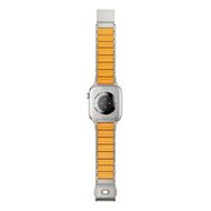 Premium Stainless Steel / Siliconen band - Titanium met oranje - Geschikt voor Apple Watch 44mm / 45mm&nbsp;/ 46mm / 49mm