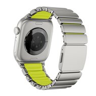 Premium Stainless Steel / Siliconen band - Titanium met groen - Geschikt voor Apple Watch 44mm / 45mm&nbsp;/ 46mm / 49mm