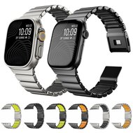 Premium Stainless Steel / Siliconen band - Titanium met groen - Geschikt voor Apple Watch 44mm / 45mm&nbsp;/ 46mm / 49mm