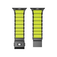 Premium Stainless Steel / Siliconen band - Zwart met groen - Geschikt voor Apple Watch 44mm / 45mm&nbsp;/ 46mm / 49mm