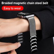 Luxe magnetische RVS band - Titanium kleur - Geschikt voor Apple Watch 38mm / 40mm / 41mm / 42mm