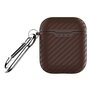 AirPods carbon fiber hoesje voor AirPods 1/2 - Coffee + handige clip