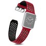 Bandje met gaatjes - 2 kleuren - Rood met zwart - Geschikt voor Apple Watch 42mm / 44mm / 45mm Bandje met gaatjes - 2 kleuren - Rood met zwart - Geschikt voor Apple Watch 42mm / 44mm / 45mm