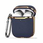 AirPods 1/2 hoesje - Hardcase - Plated series - Blauw + Goud