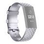 Fitbit Charge 3 & 4 siliconen diamant pattern bandje - Maat: Small - Zilver Fitbit Charge 3 & 4 siliconen diamant pattern bandje - Maat: Small - Zilver