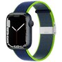 Nylon bandje met klemsluiting - Donkerblauw met groen - Geschikt voor Apple Watch 38mm / 40mm / 41mm