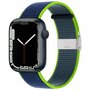 Nylon bandje met klemsluiting - Donkerblauw met groen - Geschikt voor Apple Watch 42mm / 44mm / 45mm / 49mm
