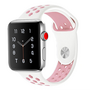 Sportbandje - Maat: S/M - Wit + Roze - Geschikt voor Apple Watch 42mm / 44mm / 45mm / 49mm