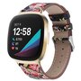 Fitbit Versa 3/4 &amp; Sense 1/2 leren bandje - Bloemenprint