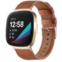 Fitbit Versa 3/4 &amp; Sense 1/2 leren bandje - Bruin