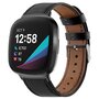 Fitbit Versa 3/4 &amp; Sense 1/2 leren bandje - Zwart