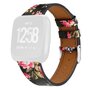 Fitbit Versa 1 / 2 &amp; Lite leren bandje - Bloemenprint roze