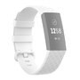 Fitbit Charge 3 &amp; 4 siliconen diamant pattern bandje - Maat: Small - Wit