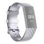 Fitbit Charge 3 &amp; 4 siliconen diamant pattern bandje - Maat: Small - Zilver