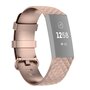 Fitbit Charge 3 &amp; 4 siliconen diamant pattern bandje - Maat: Large - Ros&eacute; goud
