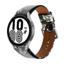 leren bandje - Bloemenprint grijs - Samsung Galaxy Watch 4 - 40mm &amp; 44mm