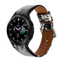 leren bandje - Bloemenprint grijs - Samsung Galaxy Watch 4 Classic - 42mm &amp; 46mm