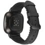 Fitbit Versa 3 &amp; Sense 1 - leer + siliconen bandje - Zwart