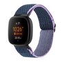 Fitbit Versa 3/4 &amp; Sense 1/2 Nylon loop bandje - Donkerblauw met paars