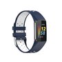 FitBit Charge 5 &amp; 6 Sportbandje met gesp - Donkerblauw / wit - Tweekleurig - Maat: L