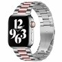 Stalen schakelband - Zilver met ros&eacute; pink - Geschikt voor Apple watch 38mm / 40mm / 41mm
