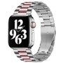 Stalen schakelband - Zilver met ros&eacute; pink - Geschikt voor Apple watch 42mm / 44mm / 45mm / 49mm