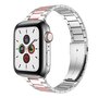 Stalen schakelband - Zilver met ros&eacute; - Geschikt voor Apple watch 42mm / 44mm / 45mm / 49mm