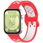 Tweekleurige siliconen band - Rood met wit - Huawei Watch Fit 3 / Fit 4 Tweekleurige siliconen band - Rood met wit - Huawei Watch Fit 3 / Fit 4