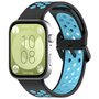 Tweekleurige siliconen band - Zwart met blauw - Huawei Watch Fit 3 / Fit 4 Tweekleurige siliconen band - Zwart met blauw - Huawei Watch Fit 3 / Fit 4