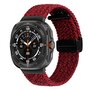 Braided band met D-buckle sluiting - Rood met zwart - Samsung Galaxy Watch Ultra 47mm Braided band met D-buckle sluiting - Rood met zwart - Samsung Galaxy Watch Ultra 47mm