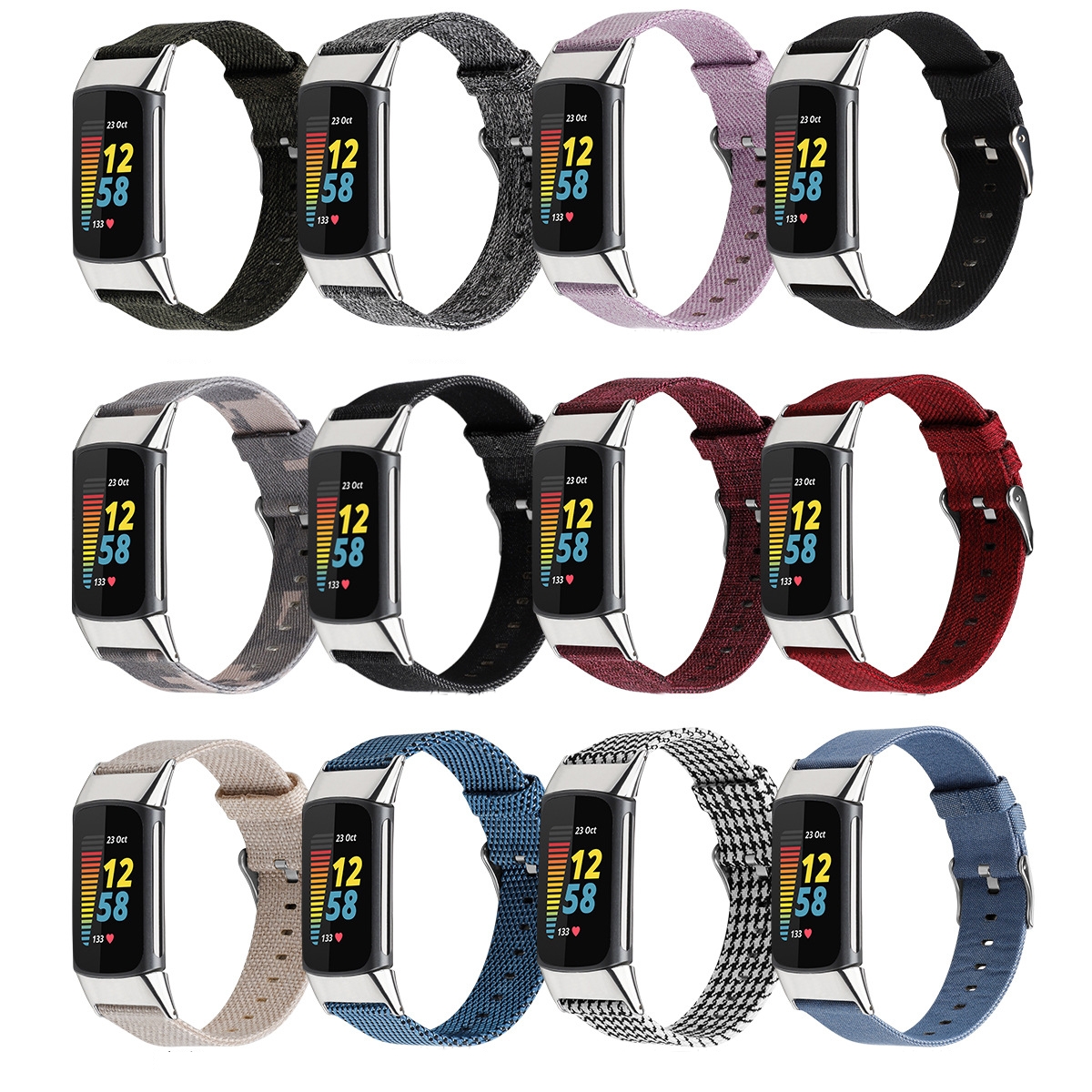 Fitbit Charge 5 6 Nylon bandje Bordeaux
