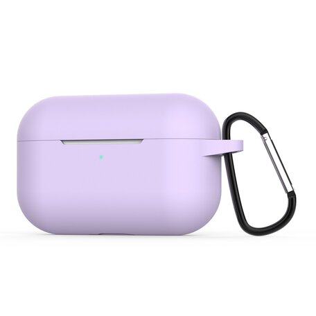 AirPods Pro / AirPods Pro 2 siliconen hoesje met karabiner haak - Paars