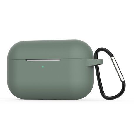 AirPods Pro siliconen hoesje met karabiner haak - Donkergroen