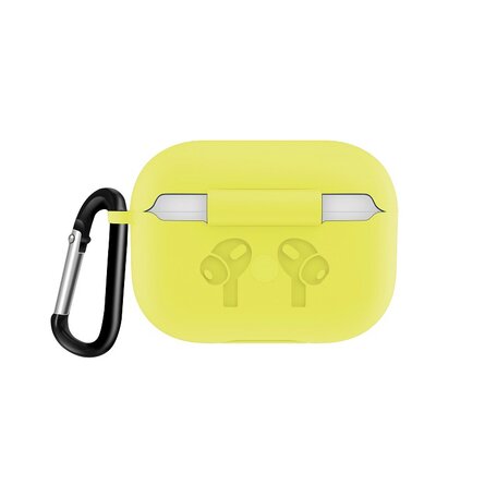 AirPods Pro / AirPods Pro 2 siliconen hoesje met karabiner haak - Geel