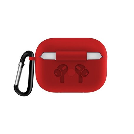 AirPods Pro / AirPods Pro 2 siliconen hoesje met karabiner haak - Rood