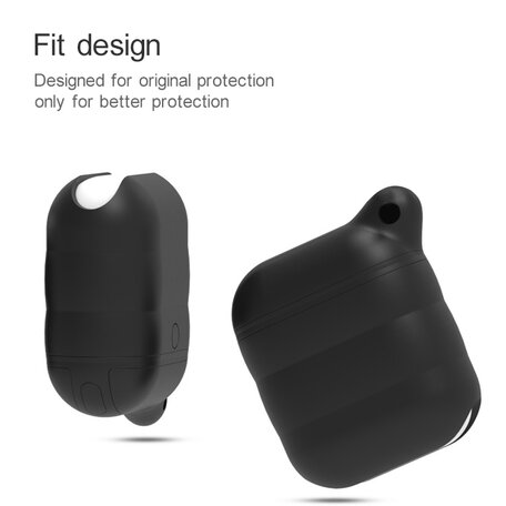 AirPods 1/2 hoesje siliconen waterproof series - soft case - zwart + wit